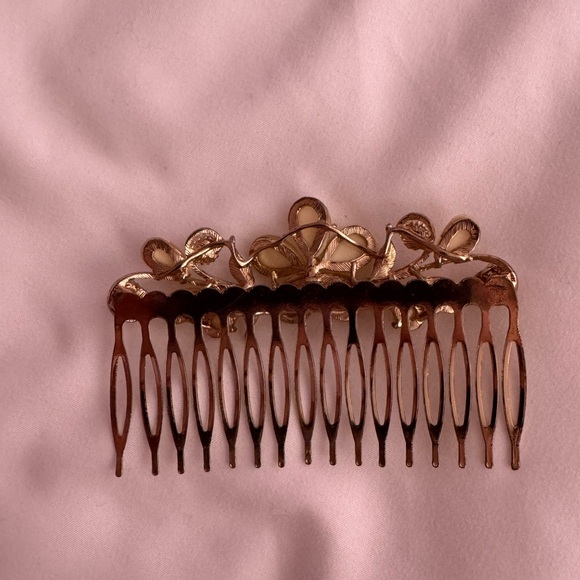 Vintage Gold French Hair Side Comb Clip With Teeth Flowers - Picture 4 of 8